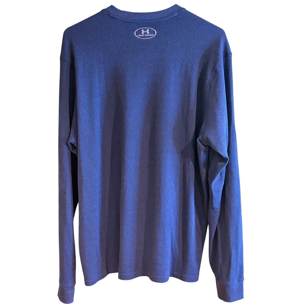 Under Armour Mens Large Navy Blue Waffle Knit Thermal Long Sleeve Base Layer